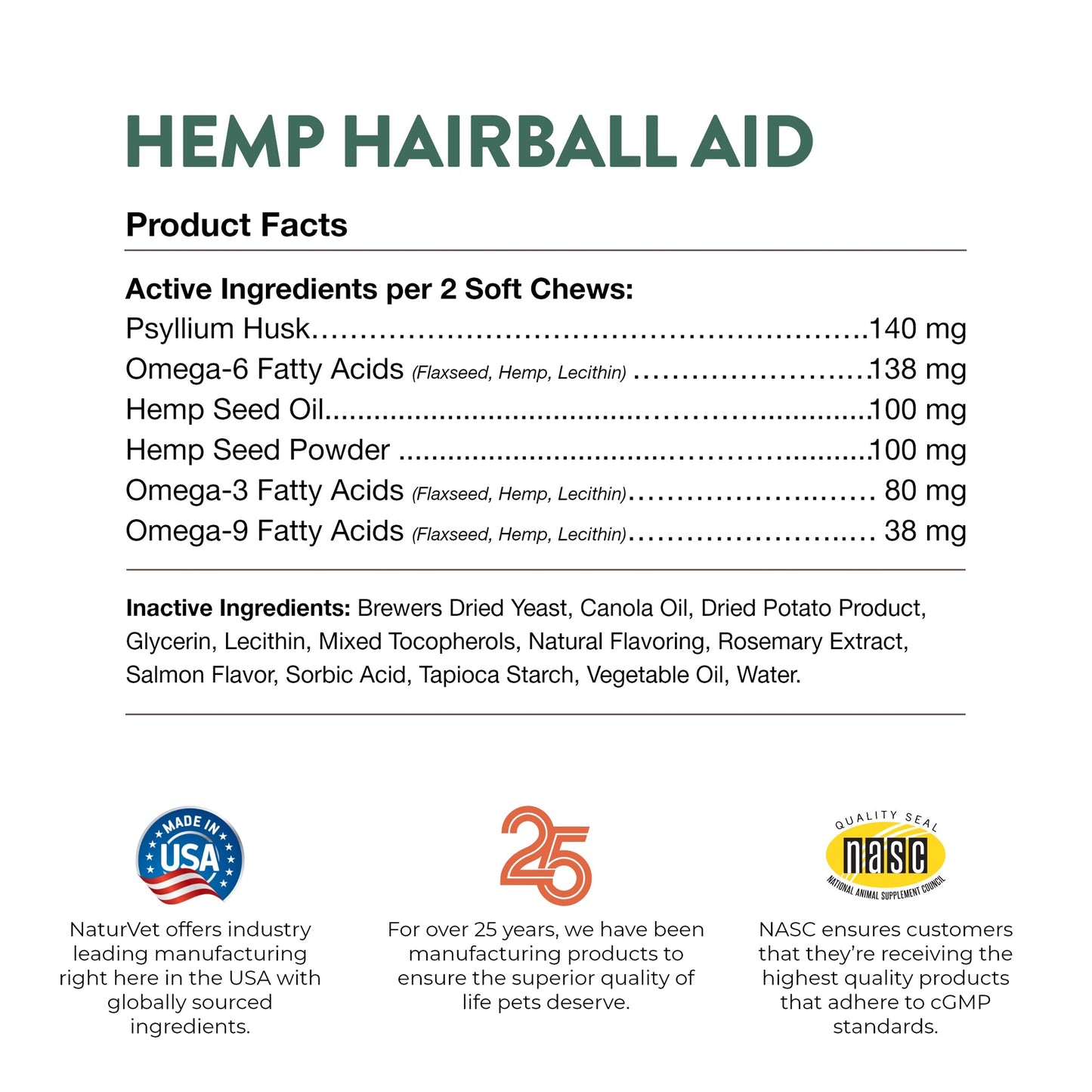 Hemp Cat Hairball Aid Soft Chews