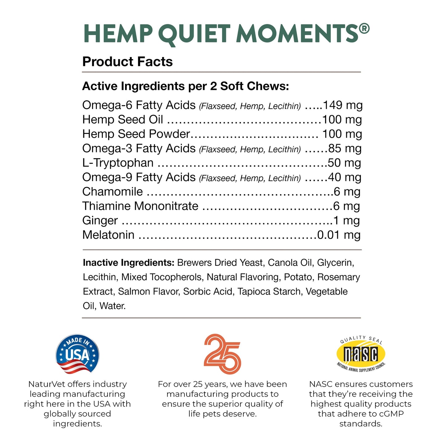Hemp Quiet Moments® Cat Soft Chews