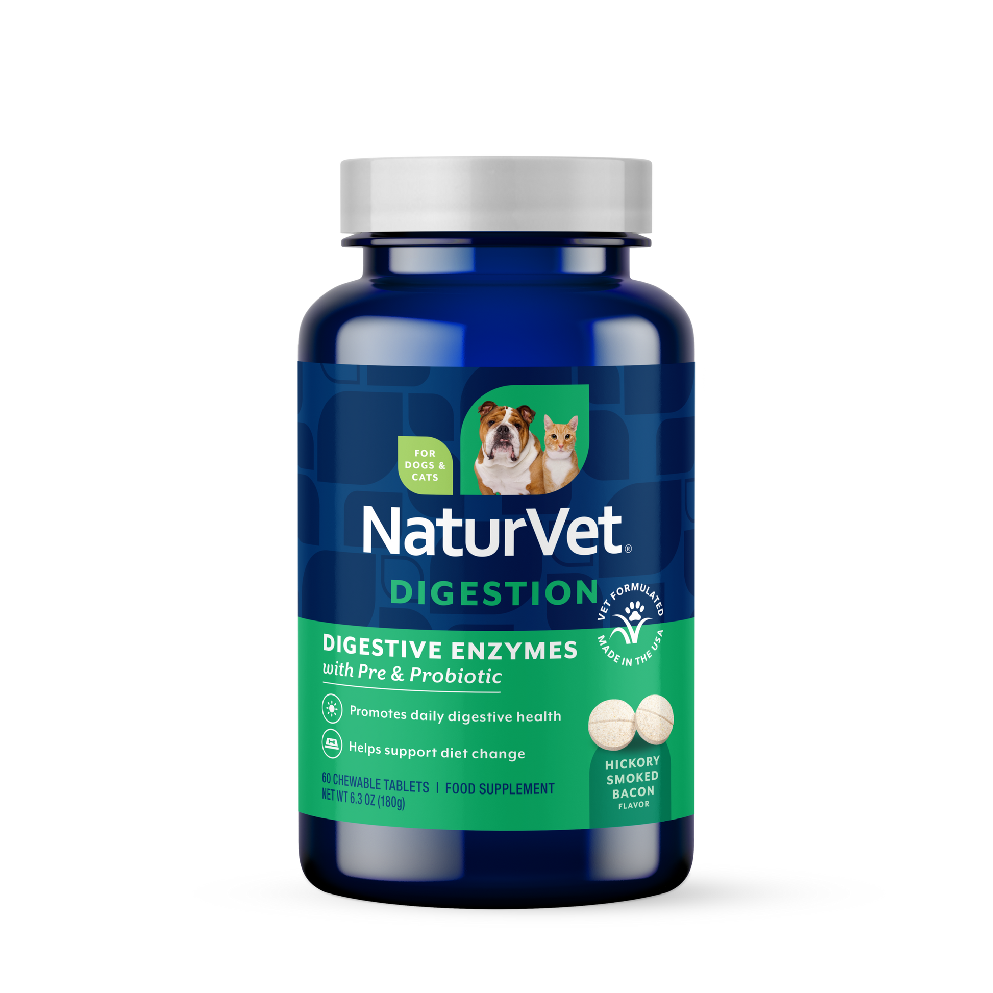 NaturVet Digestive Enzymes Chewable Tablets Supplement