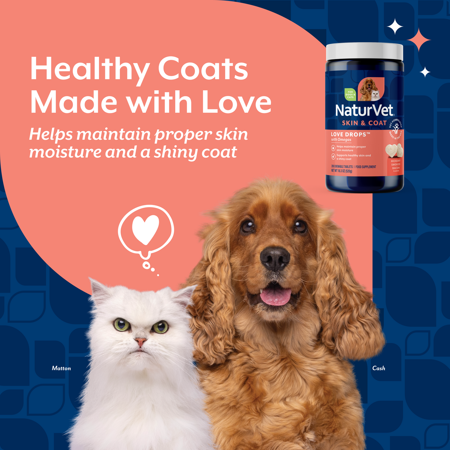 Love Drops™ Skin & Coat Tablets for Dogs and Cats