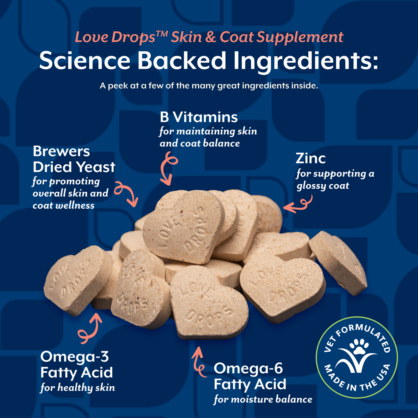 Love Drops™ Skin & Coat Tablets for Dogs and Cats