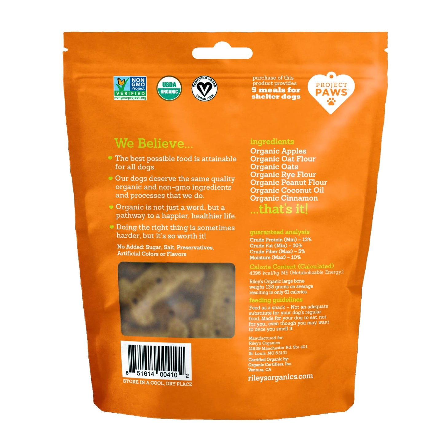 Riley's Organic Apple Recipe Baked Large Dog Treats