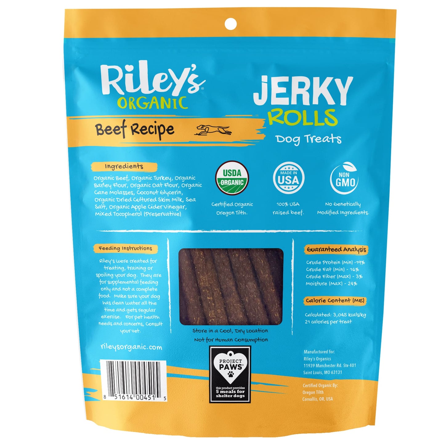 Riley's Organic Beef Recipe Jerky Rolls