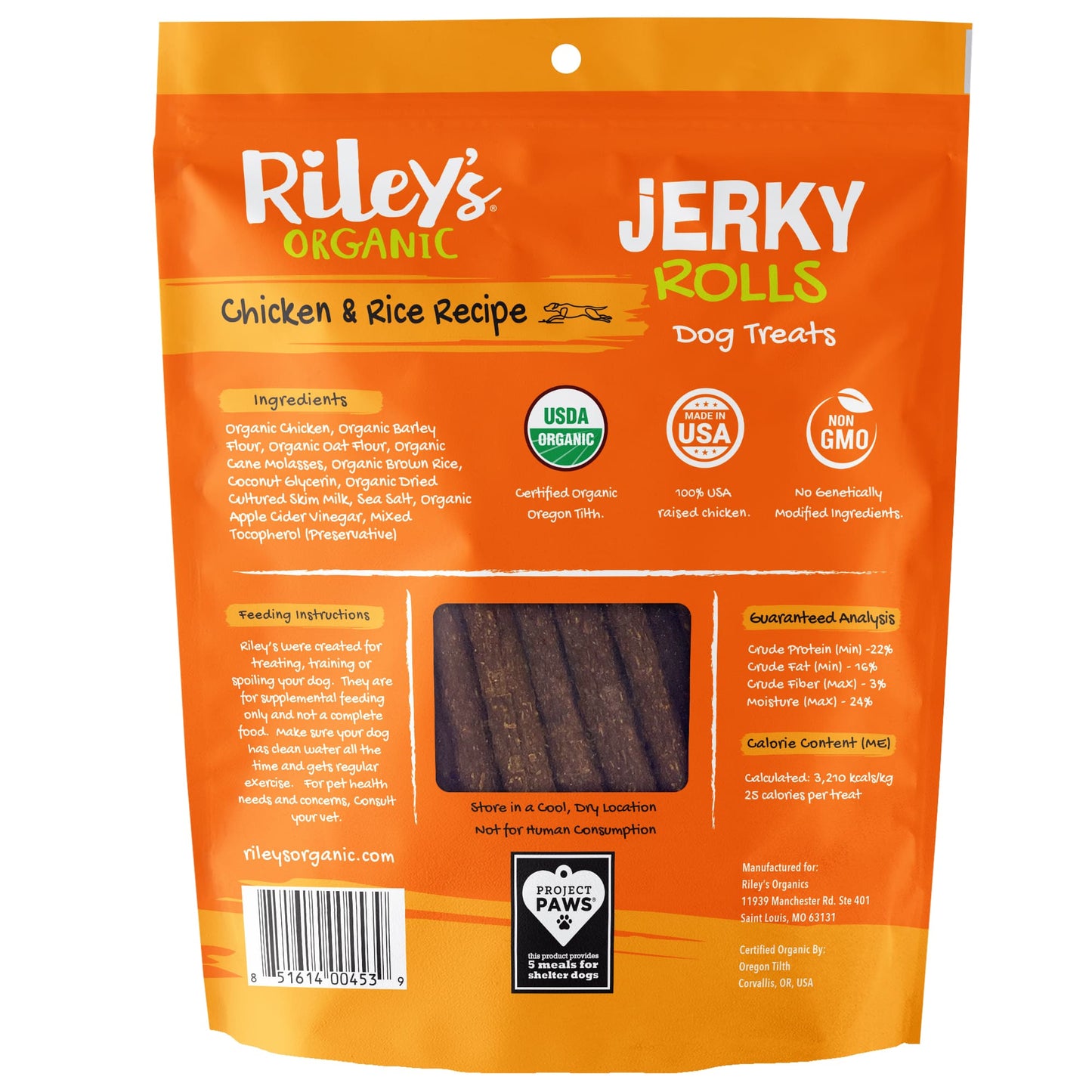 Riley's Organic Chicken & Rice Recipe Jerky Rolls