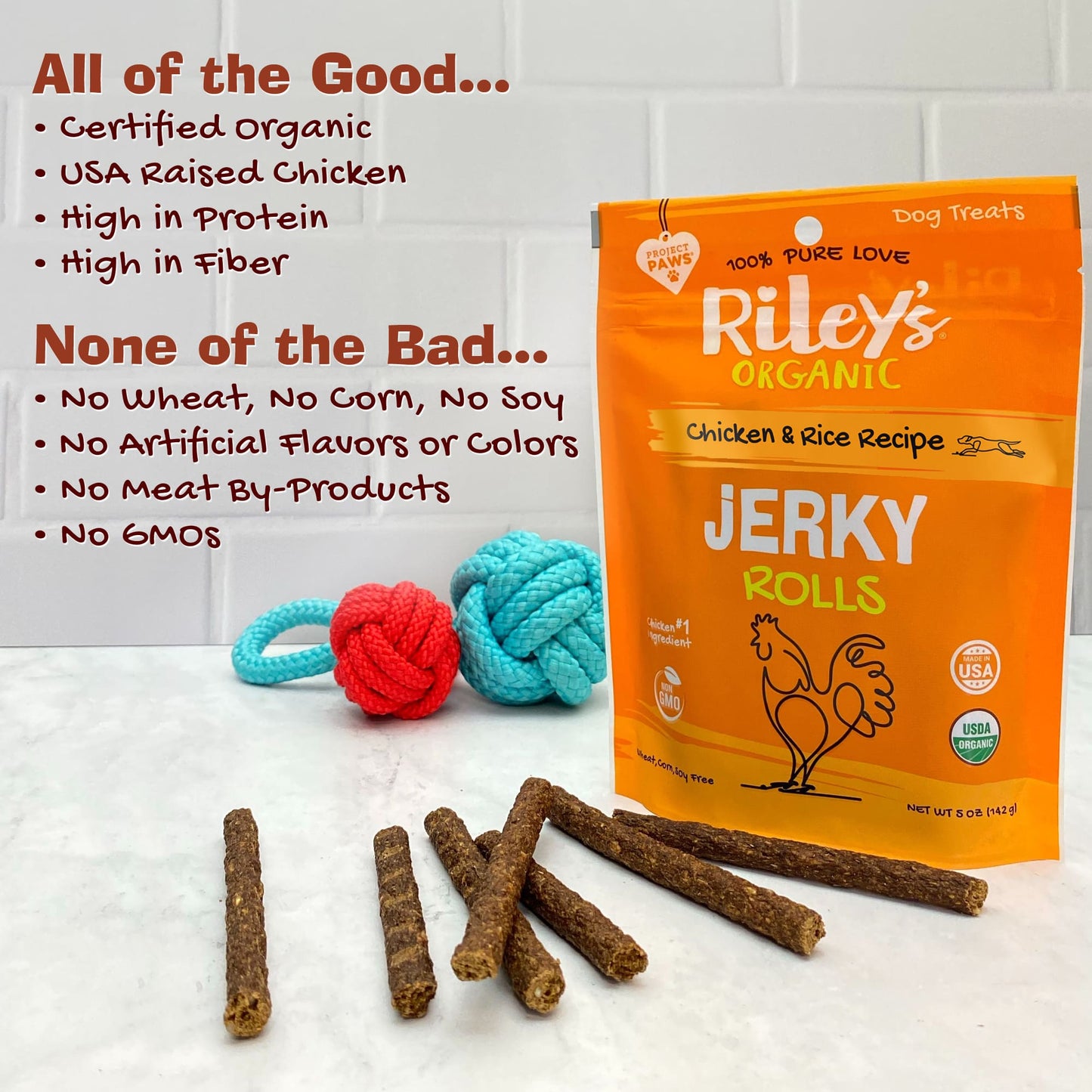 Riley's Organic Chicken & Rice Recipe Jerky Rolls