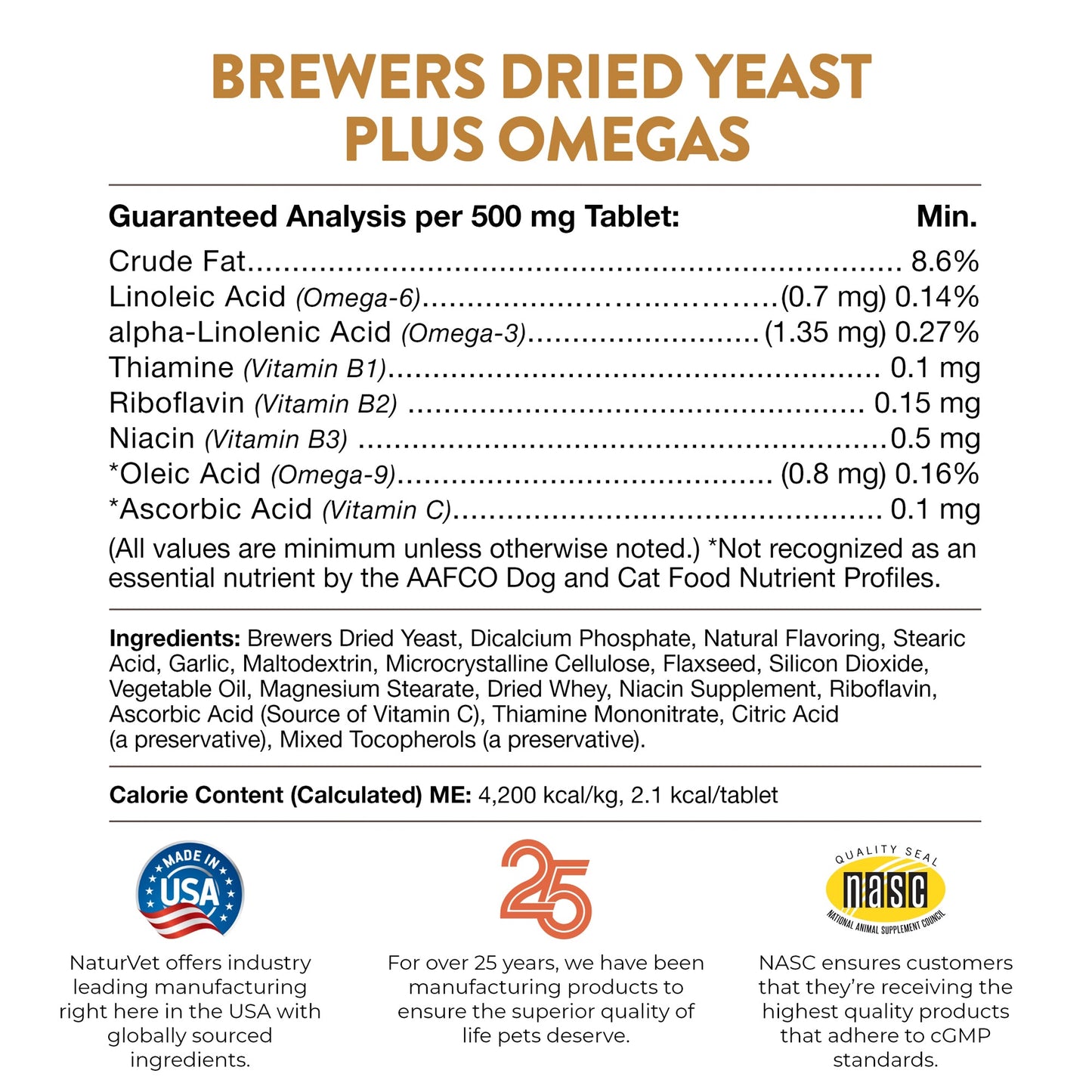 Brewers Dried Yeast Formula with Garlic Flavoring Chewable Tablets