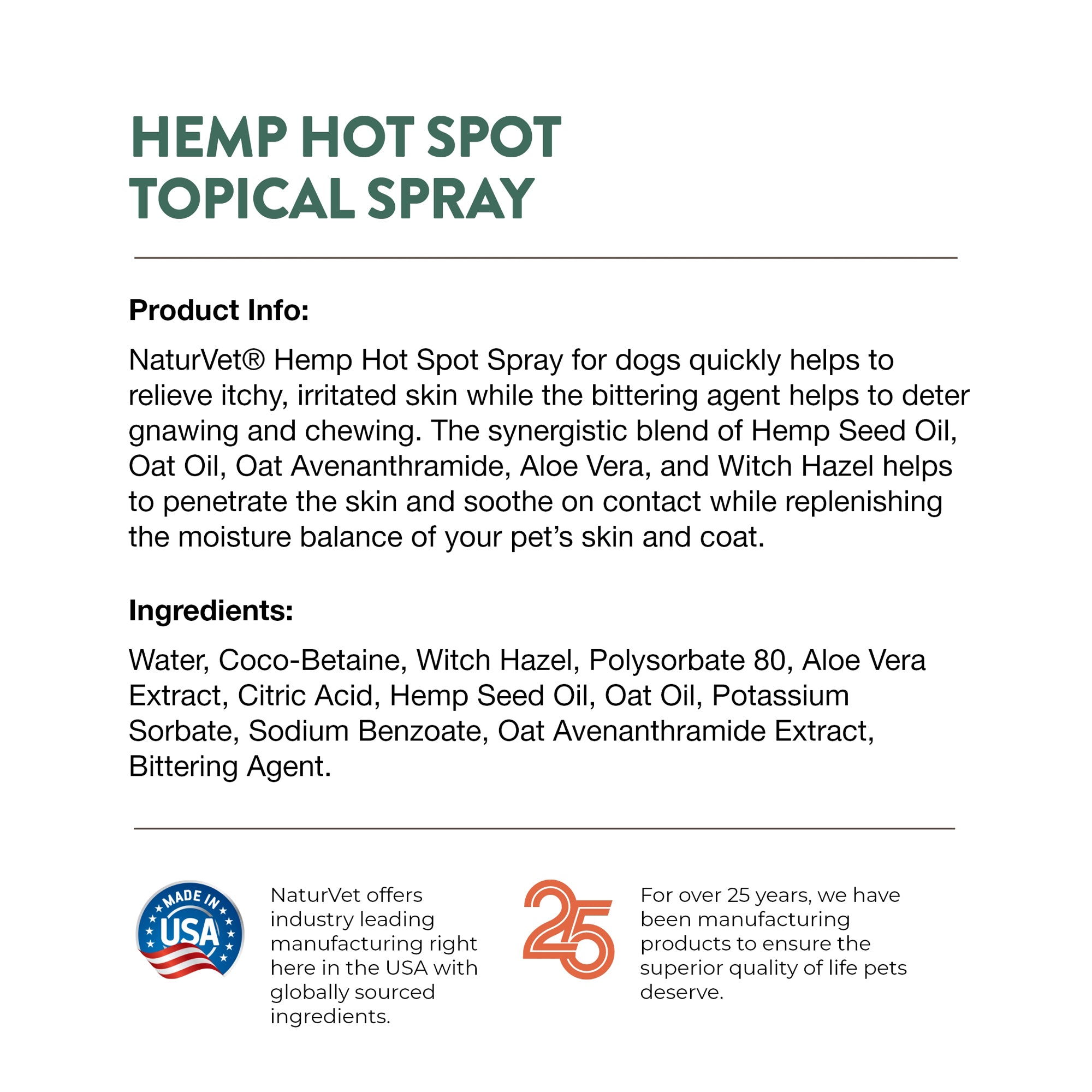 Hemp Hot Spot Spray for Dogs NaturVet