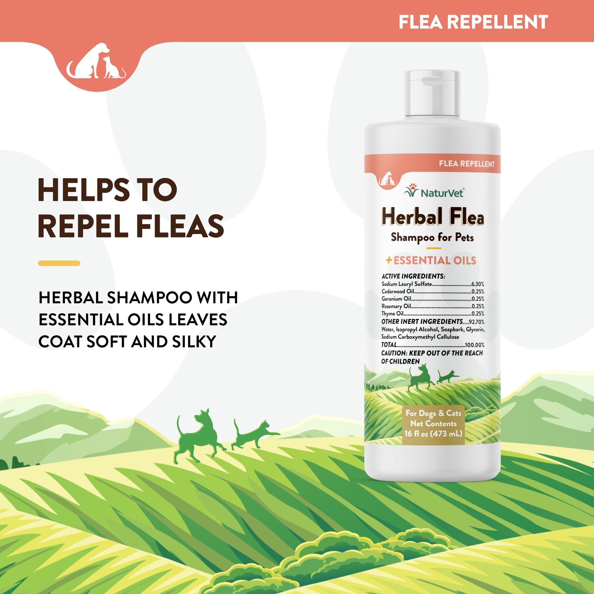 Herbal Flea Shampoo for Dogs and Cats NaturVet