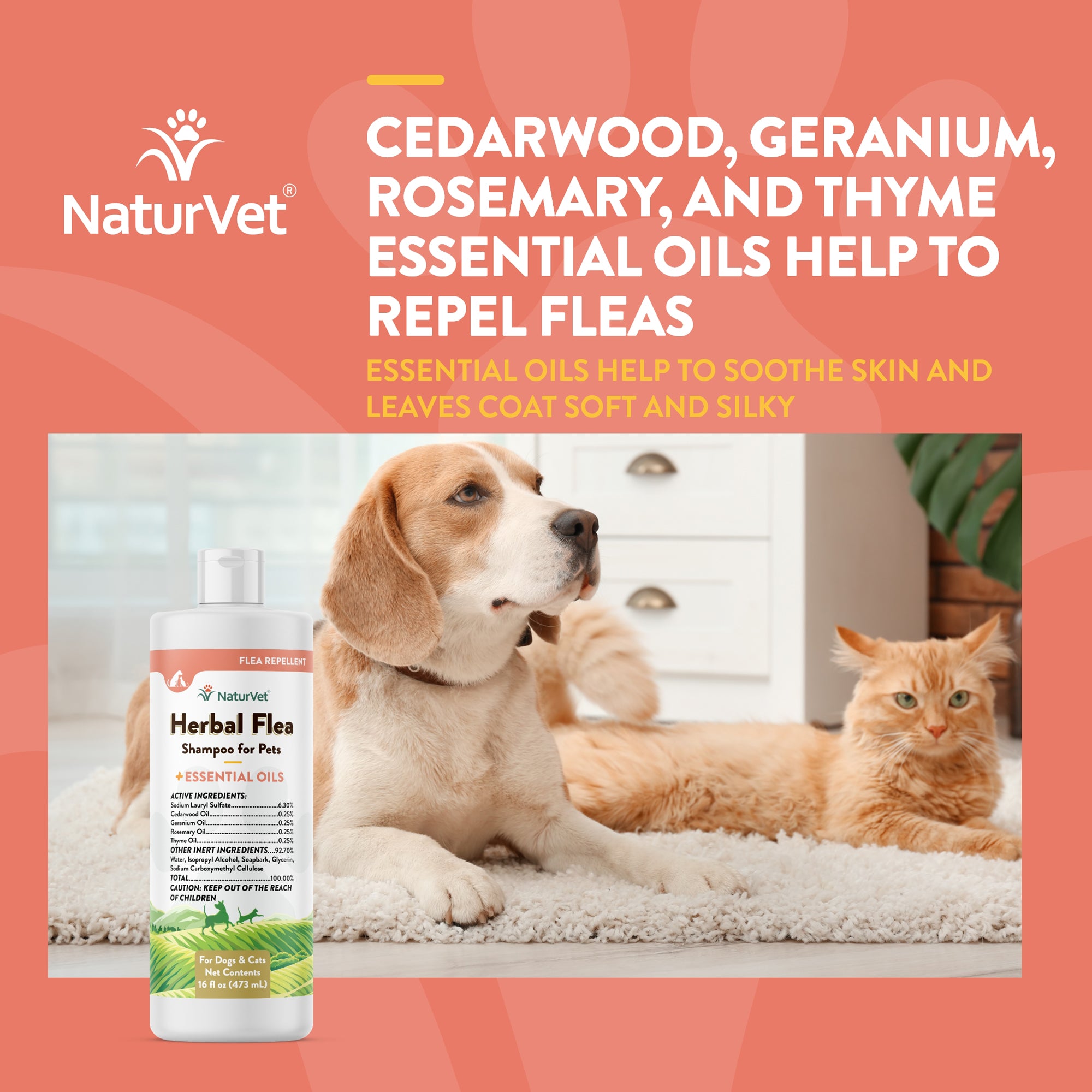 Herbal Flea Shampoo for Dogs and Cats NaturVet