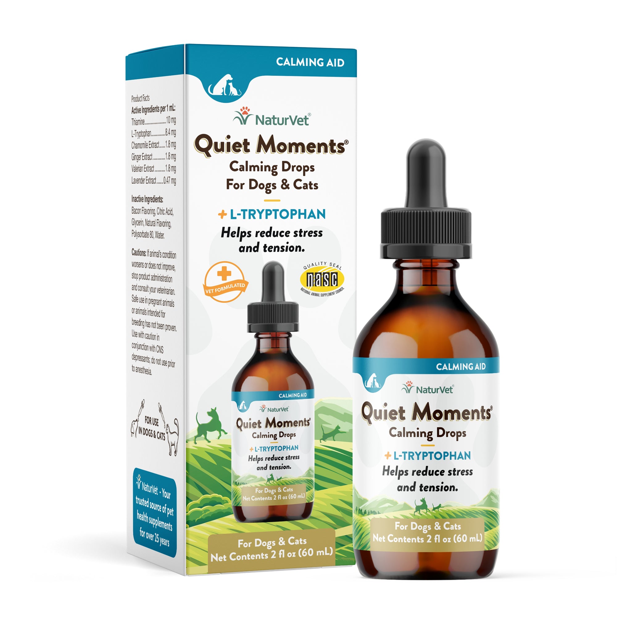 NaturVet Quiet Moments Calming Drops for Dogs Cats 2.0 fl oz