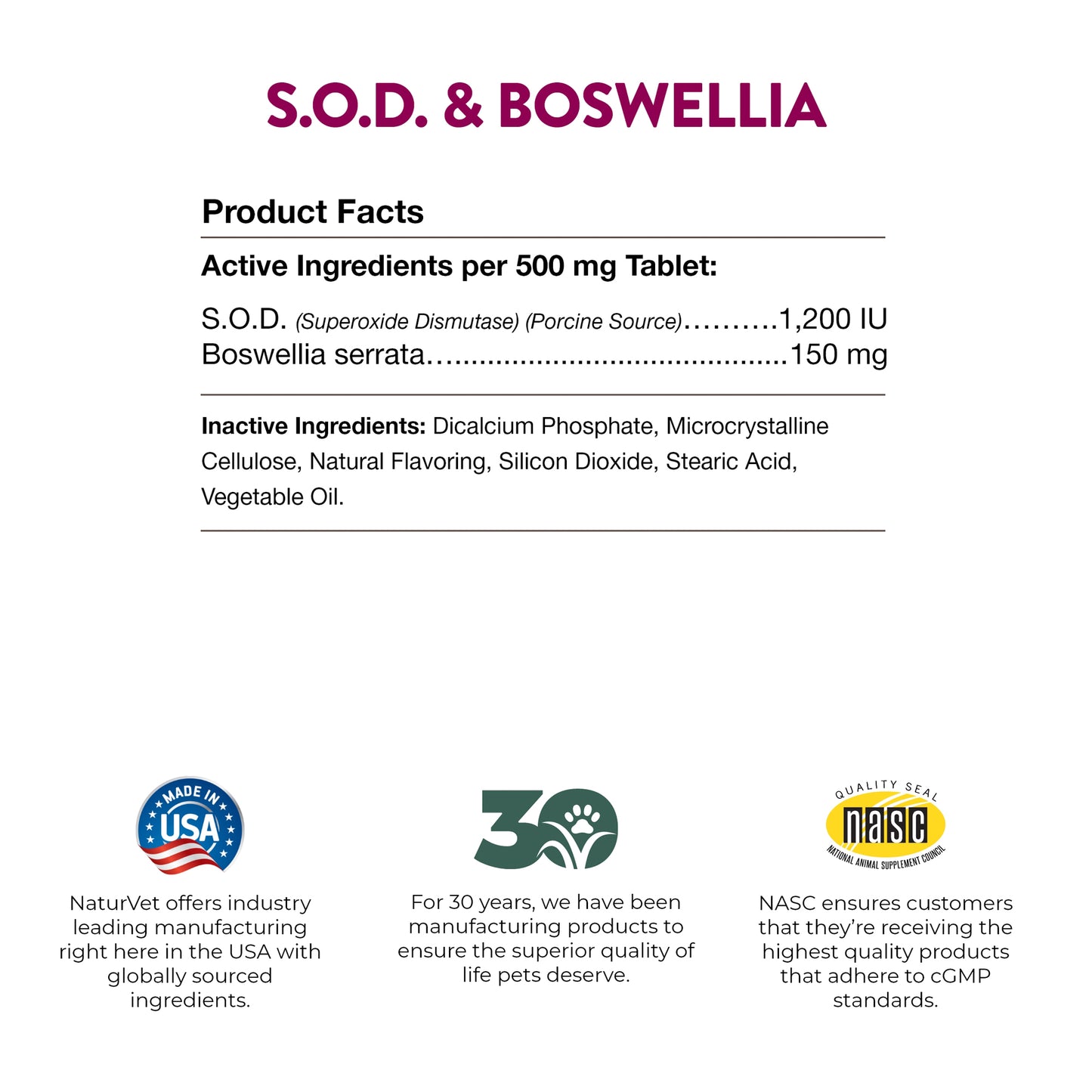 S.O.D. & Boswellia Tablets