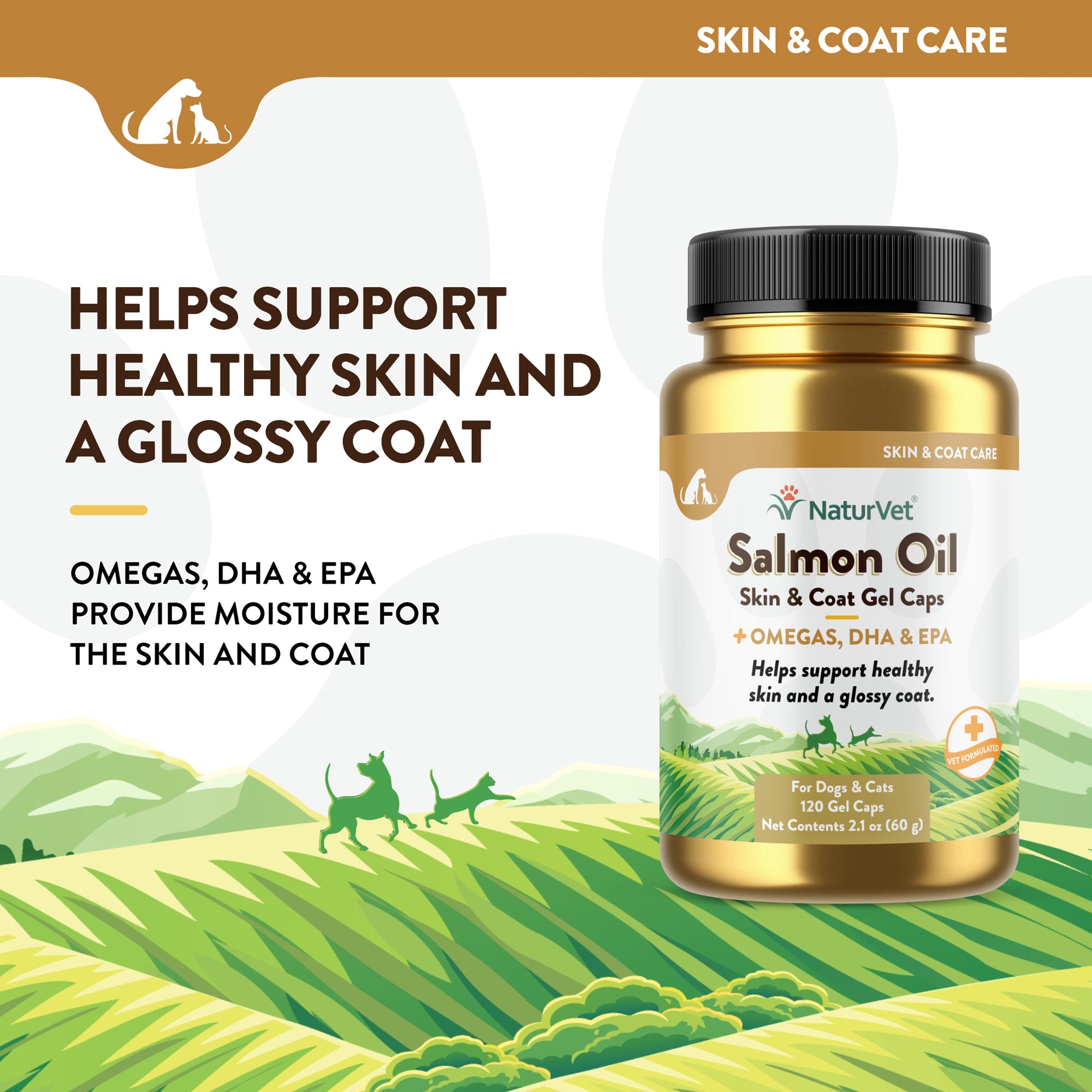 Salmon Oil Skin Coat Gel Caps NaturVet