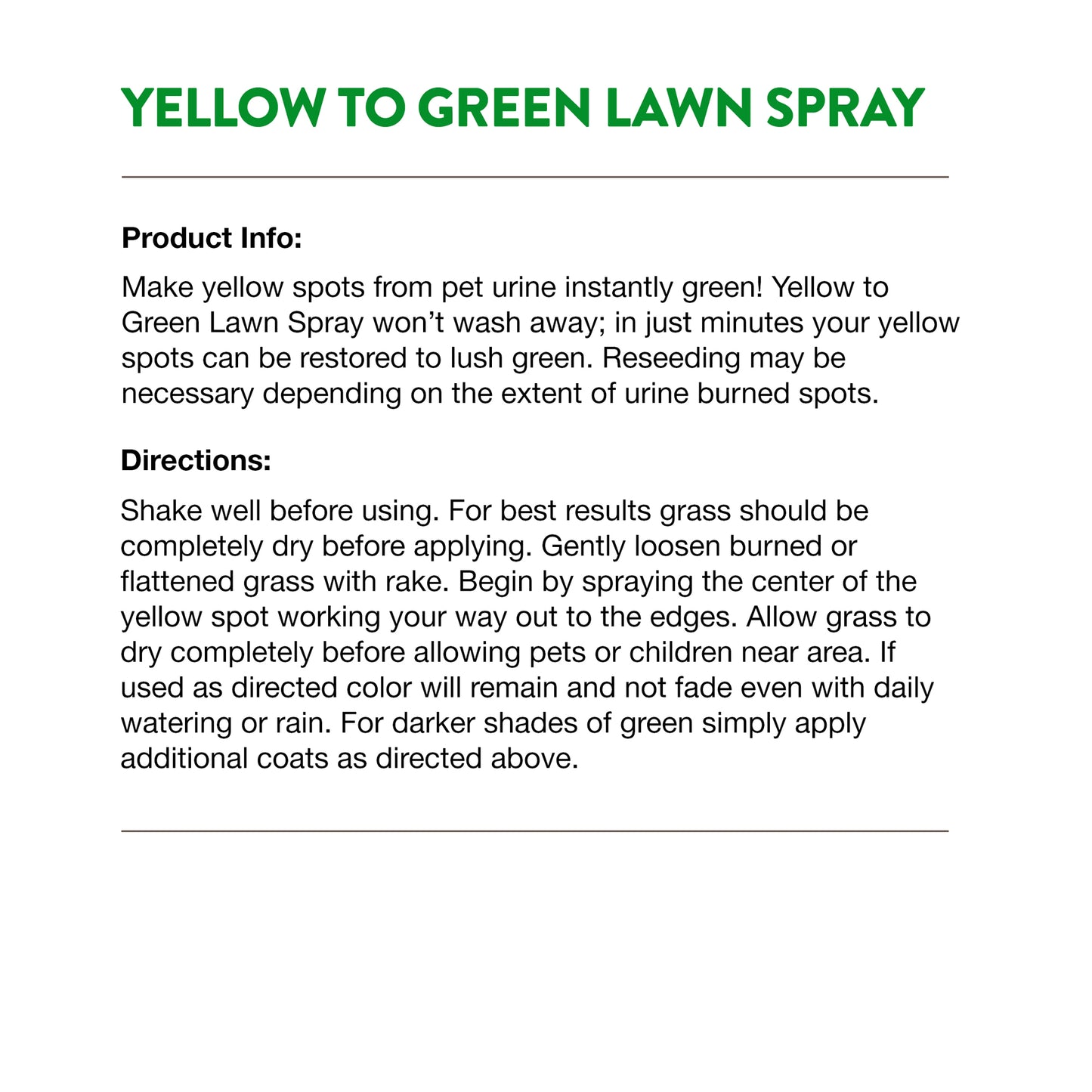 Yellow to Green Lawn Spray
